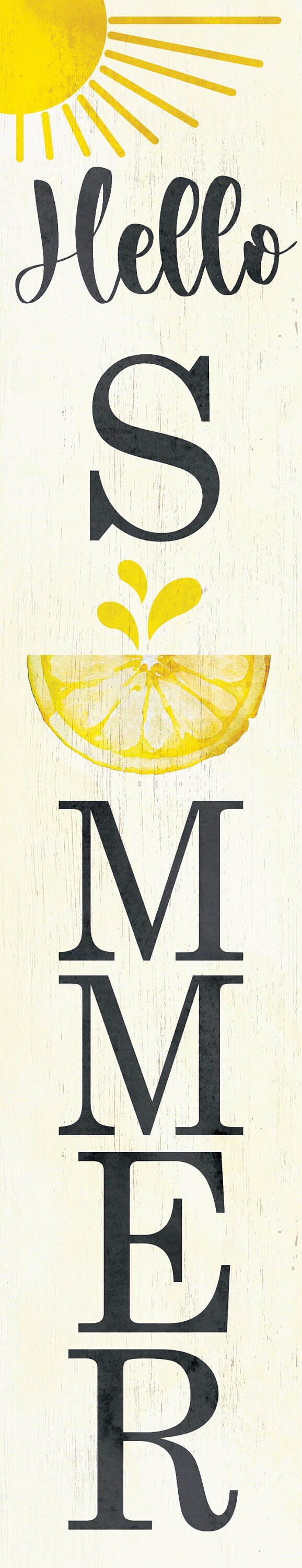 48in "Hello Summer" with Lemon Pattern Wooden Porch Sign - Perfect for Front Porch Decor and Outdoor Parties
