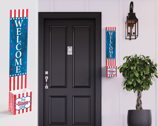 36in 4th of July Address Sign with Holder & Succulent Planter -  Address Plaque Planter for Outdoor Decor and Celebration
