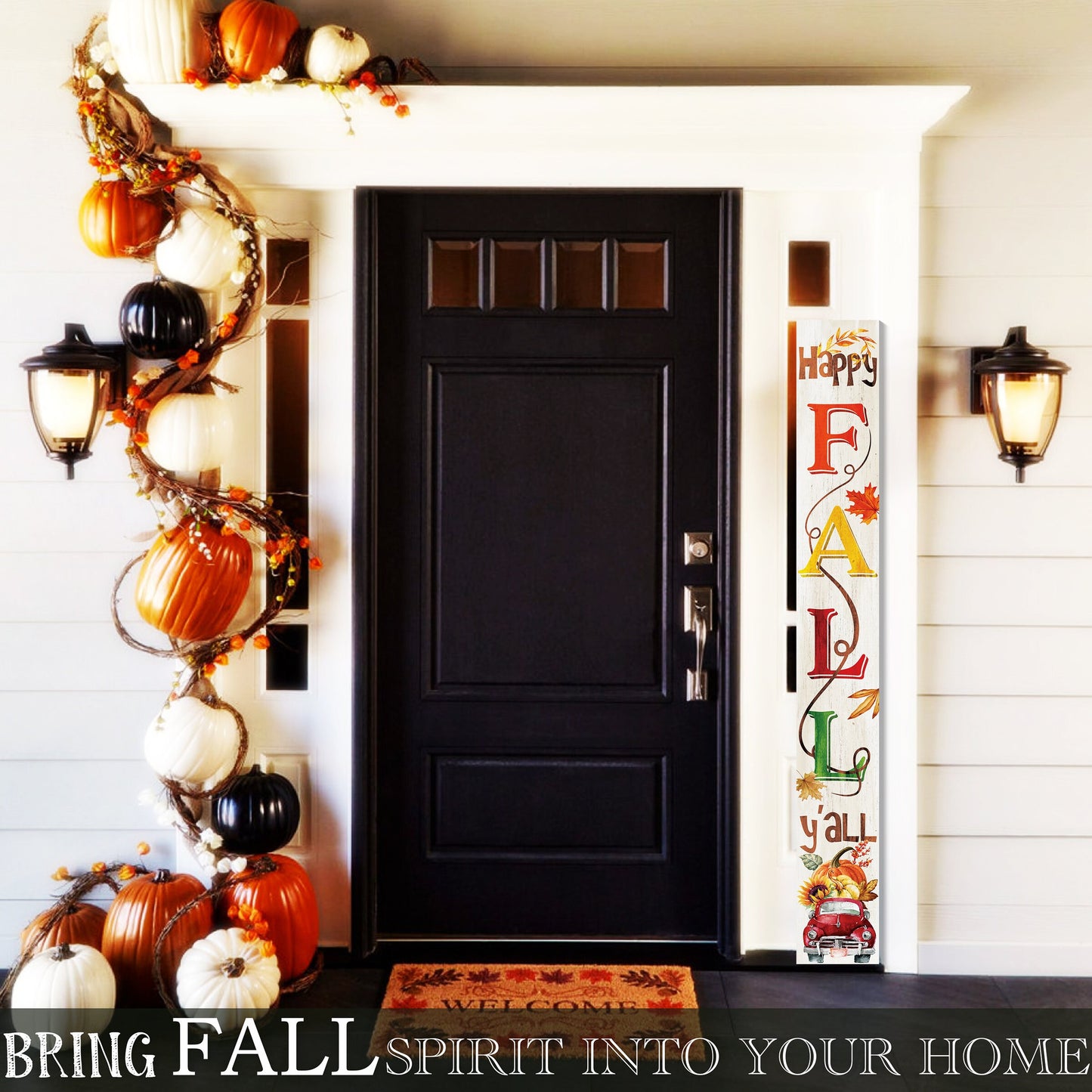 72-Inch Wooden "Happy Fall Y'all" Porch Sign - Seasonal Front Door Decor for Autumn Celebrations