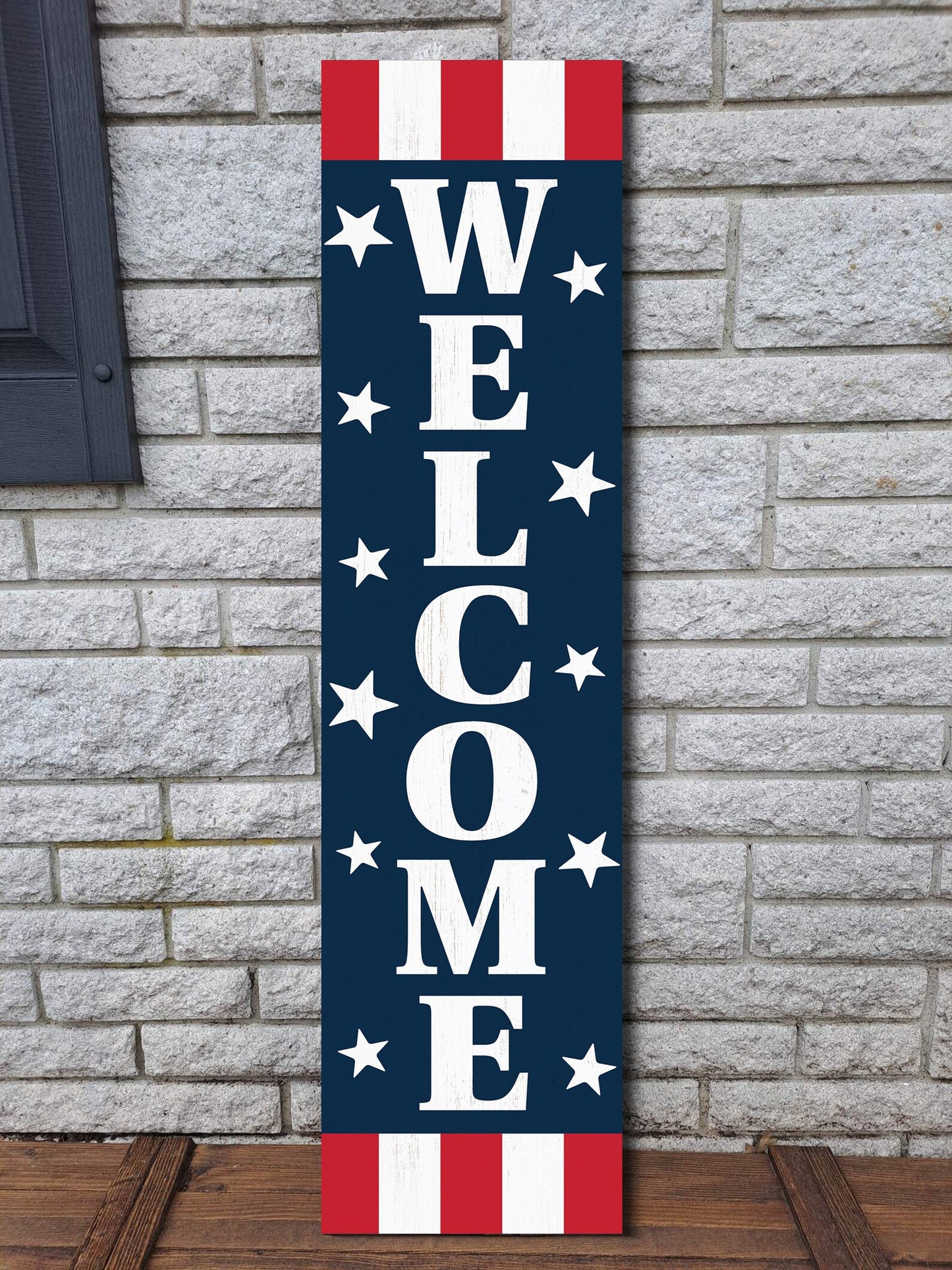 36in "Welcome" 4th of July Porch Sign - Vibrant & Patriotic Front Door Decor for Independence Day Festivities