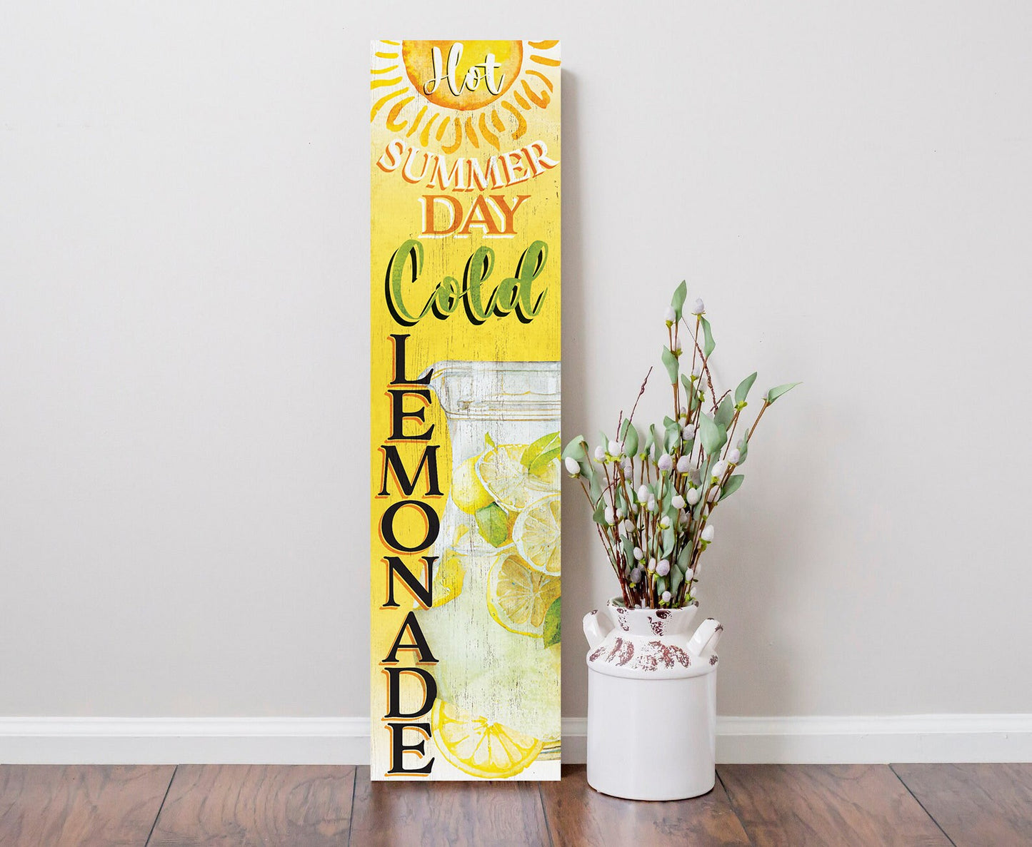 36in "Hot Summer Day, Cold Lemonade" Porch Sign - Refreshing Front Door Decor for Sun-Soaked Seasonal Display