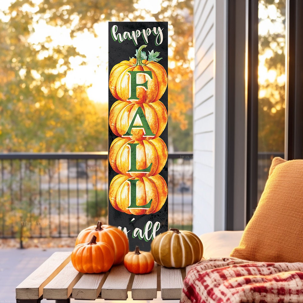 36in "Happy Fall Y'all" Wooden Porch Sign - Seasonal Front Door Decor for Autumn Celebrations