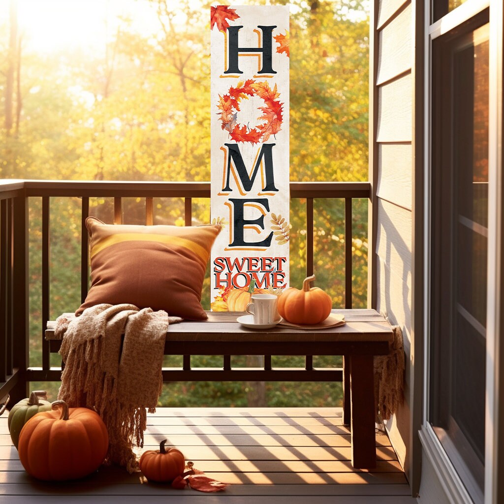 36in "Home Sweet Home" Fall Porch Sign - Front Door Decor for Autumn Celebrations