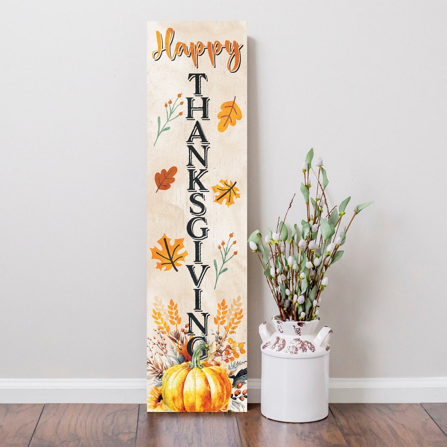 36in "Happy Thanksgiving" Fall Porch Sign - Rustic Harvest Decor for Front Door Display during Autumn Celebrations