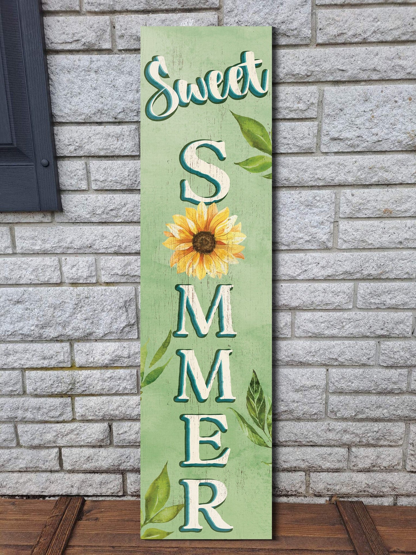 36in Sweet Summer Sunflower Home Porch Sign - Rustic Farmhouse Wooden Wall Decor for Outdoor & Indoor