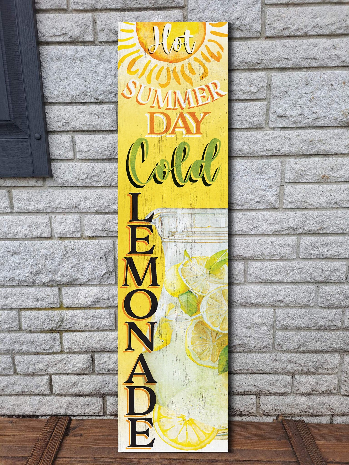 36in "Hot Summer Day, Cold Lemonade" Porch Sign - Refreshing Front Door Decor for Sun-Soaked Seasonal Display