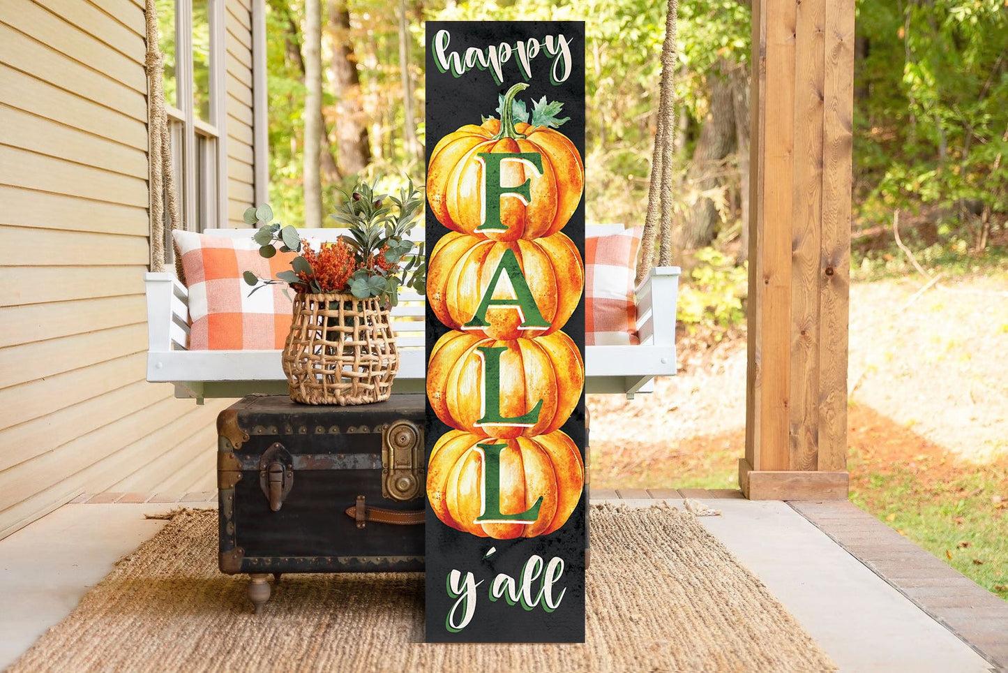 36in "Happy Fall Y'all" Wooden Porch Sign - Seasonal Front Door Decor for Autumn Celebrations