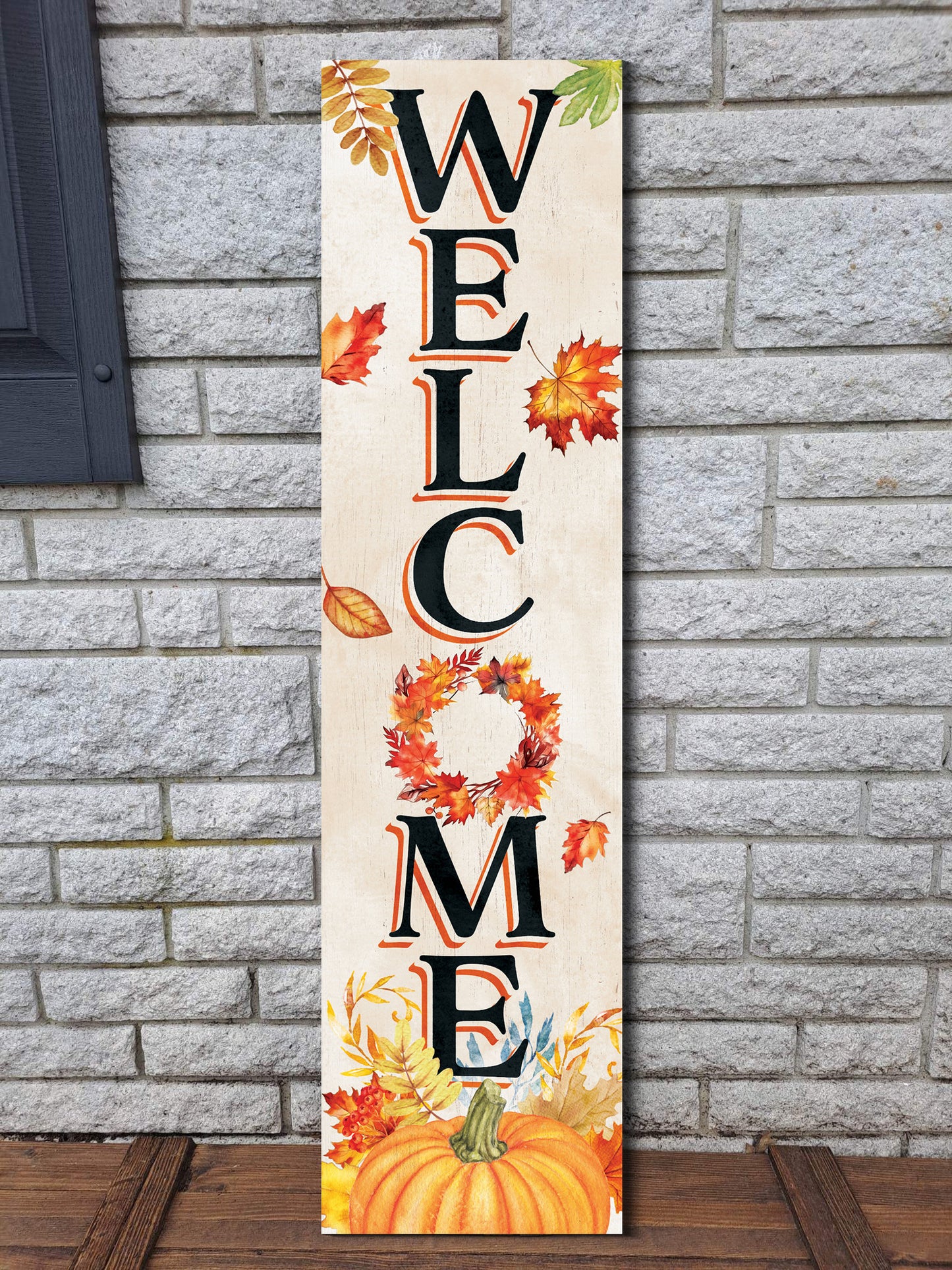 36-Inch "Welcome" Fall Porch Sign - Wooden Decor - Front Door Display for Autumn Celebrations - Rustic Entryway Accessory