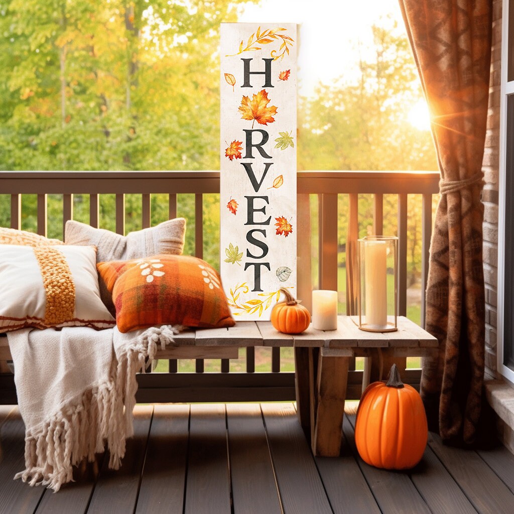 36in "Harvest" Fall Porch Sign | Modern Farmhouse Decoration | Ideal for Entryway, Mantle, Living Room, Kitchen, Porch Decor