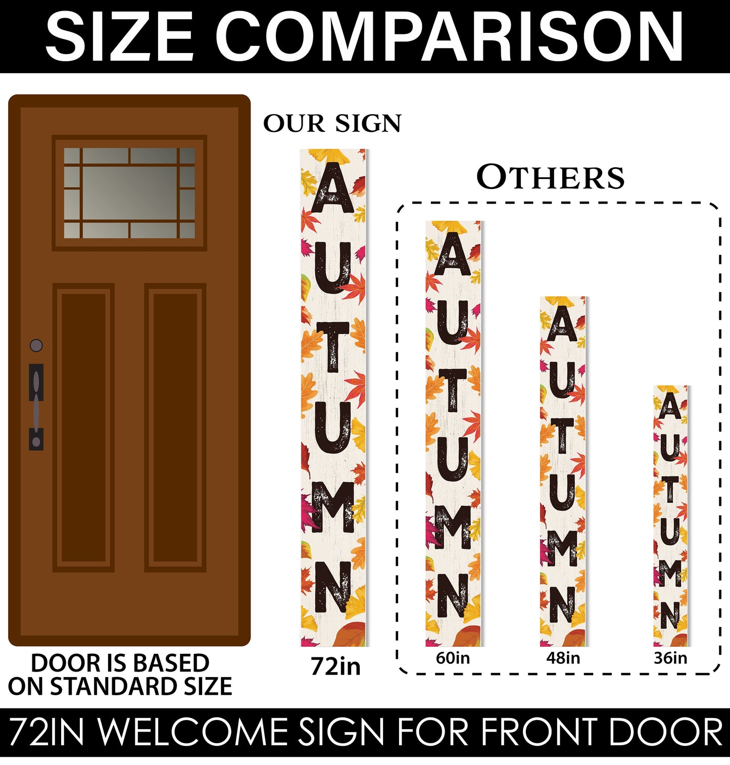 72in Autumn Fall Porch Sign | Front Door Display | Ideal Porch Decor | Perfect for Autumn Celebrations