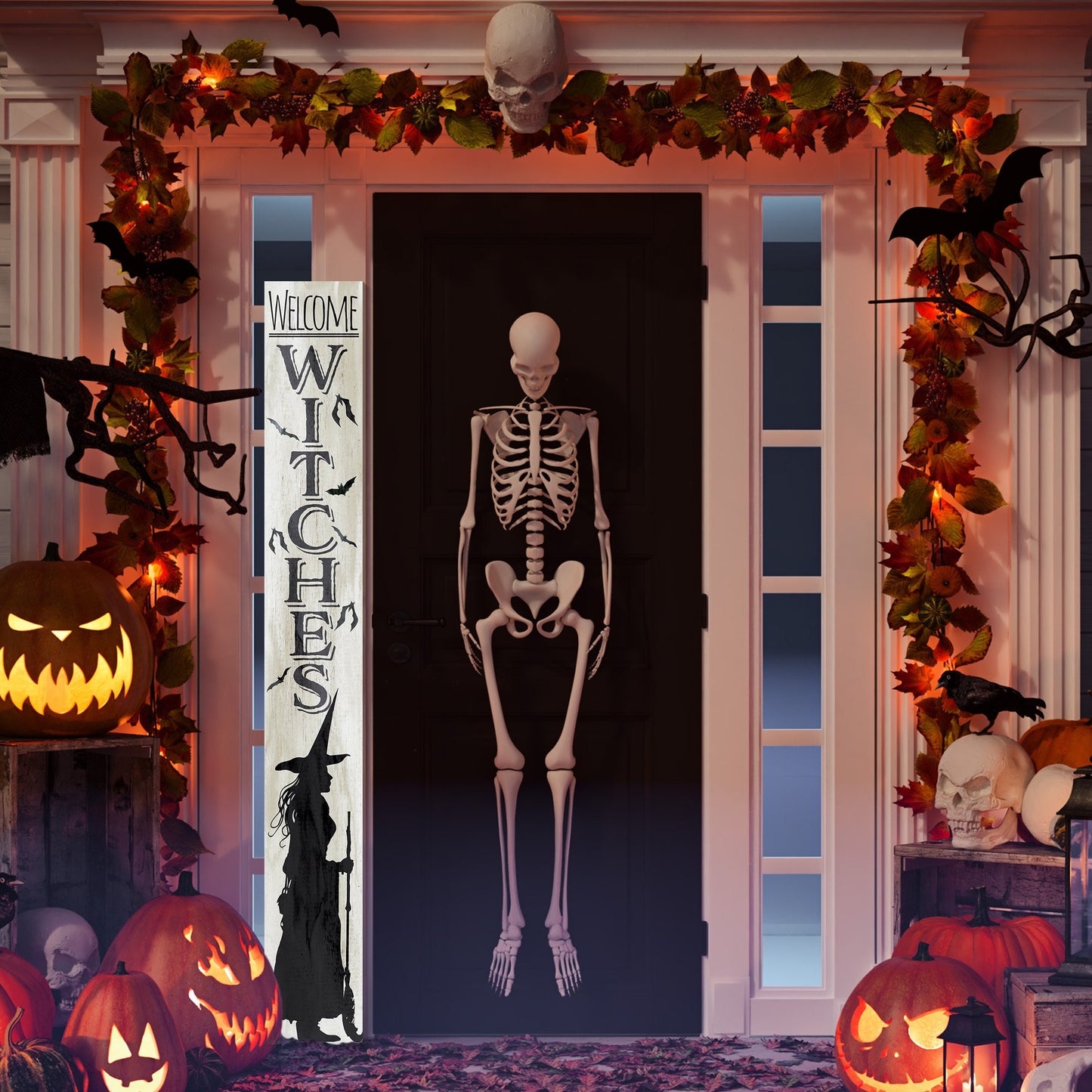 72-Inch "Welcome Witches" Wooden Halloween Sign - Spellbinding Front Door Decor for Porch, Entryway, and Spooky Season Festivities