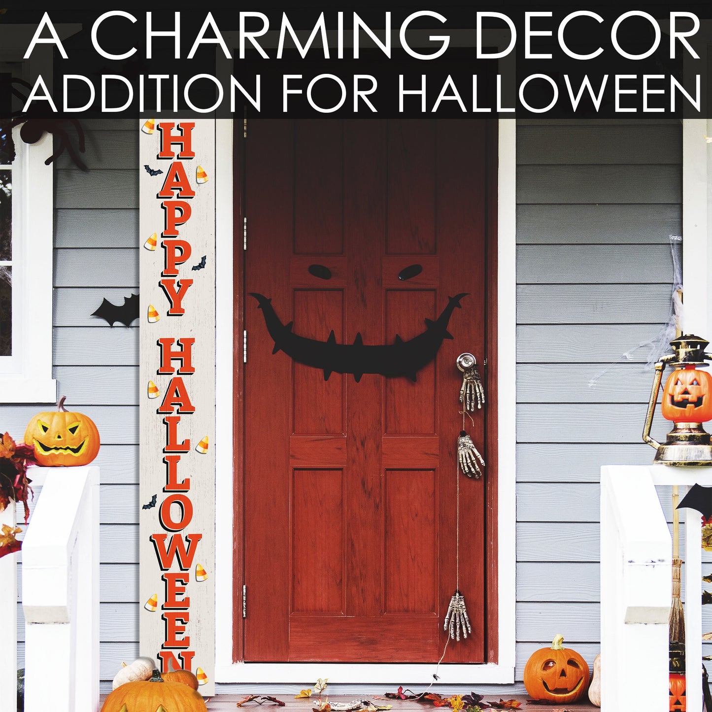 72in Happy Halloween Porch Sign - Spooky Front Door Decor for Halloween