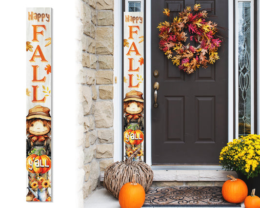 72in "Happy Fall Y'all" Porch Sign - Outdoor Decor for Front Door, Autumn, Harvest, and Thanksgiving Day Celebrations