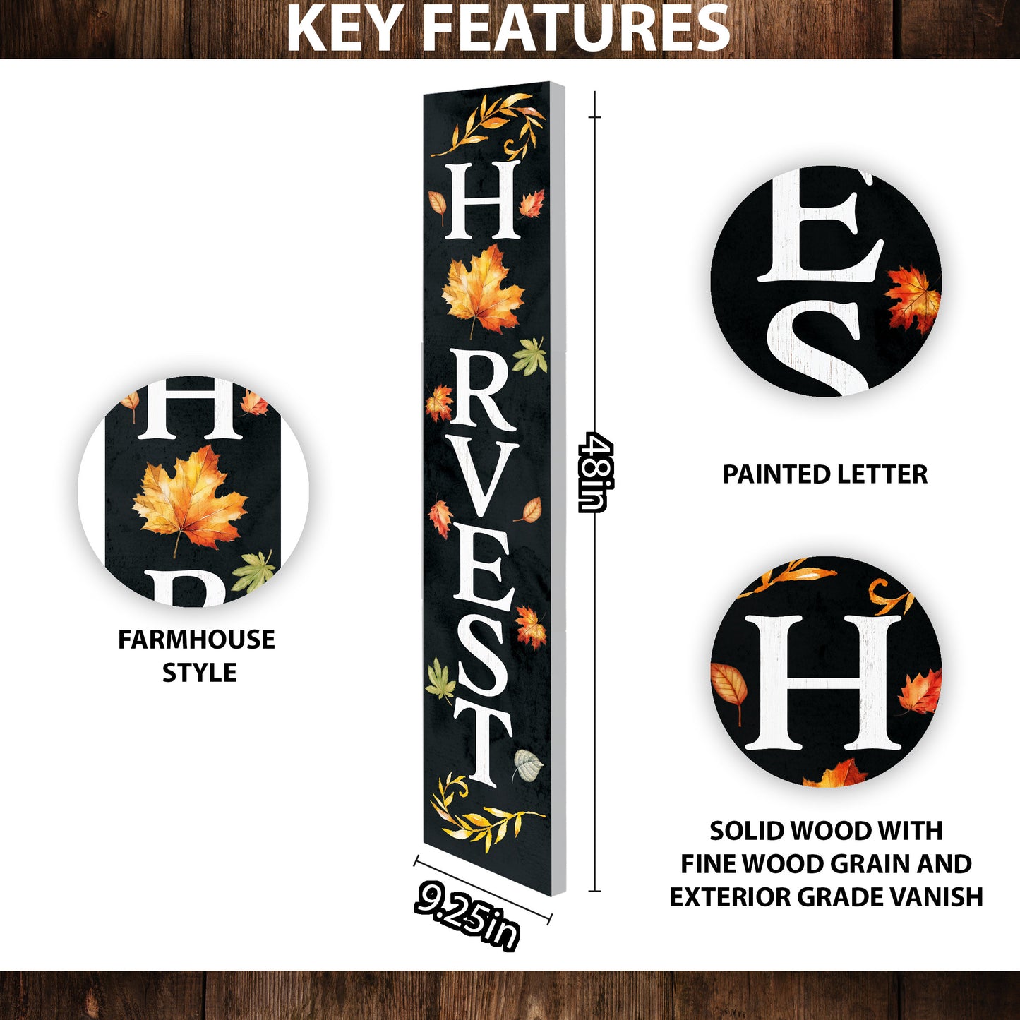 48in "Harvest" Fall Porch Sign - Front Door Decor for Autumn Celebrations