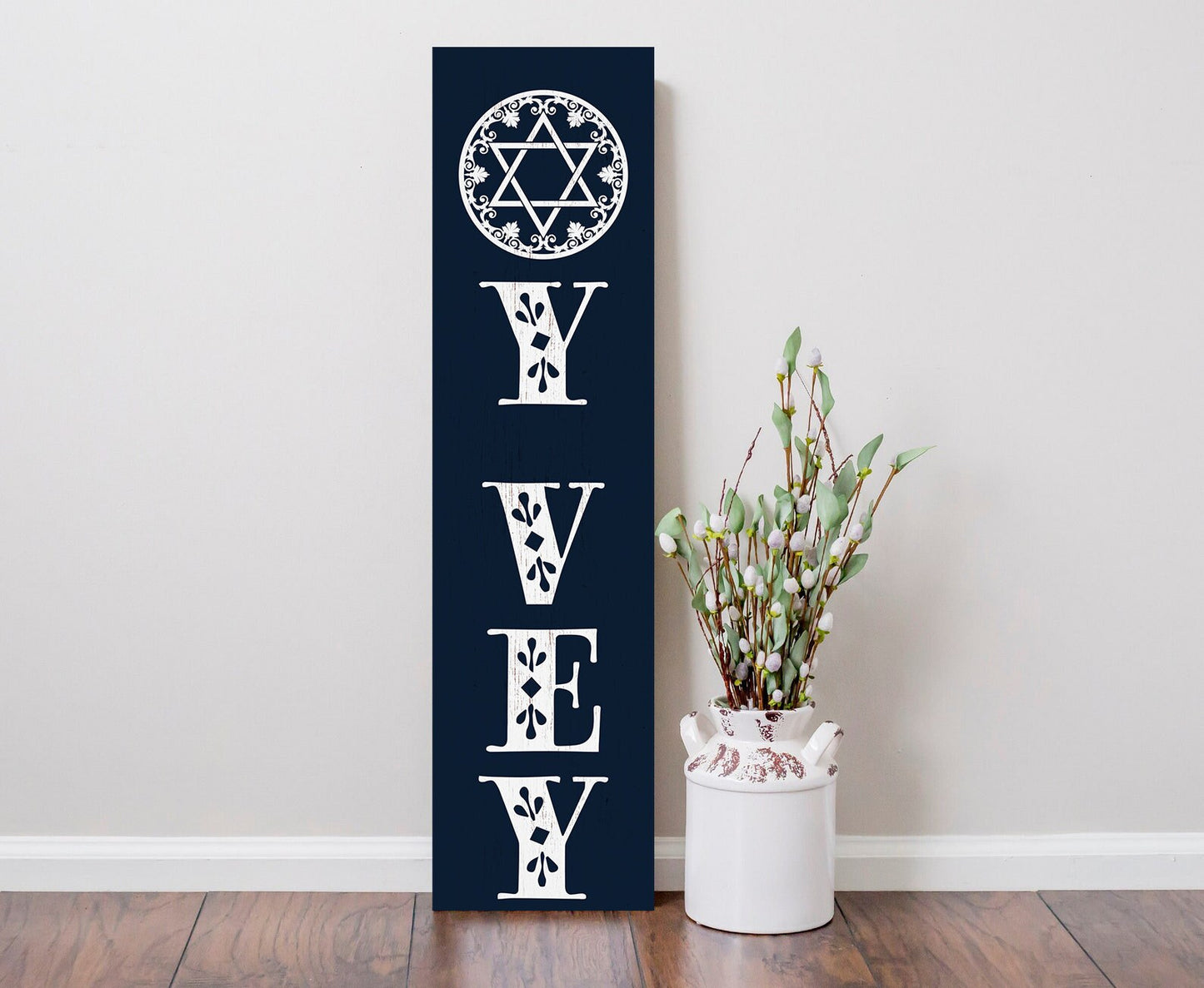 36in "Oy Vey" Porch Sign - Front Door Decor, Entryway Board Wall Decor for a Humorous Home Touch Fun Door Sign