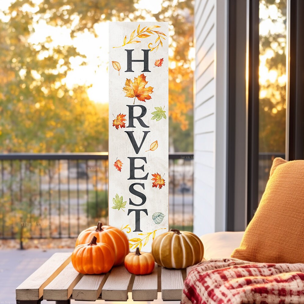 36in "Harvest" Fall Porch Sign | Modern Farmhouse Decoration | Ideal for Entryway, Mantle, Living Room, Kitchen, Porch Decor