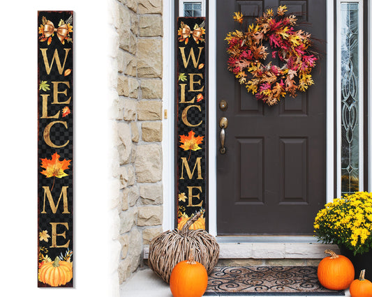 72in Wooden Fall Welcome Porch Sign - Front Door Decor for Seasonal Celebrations, Vintage Fall Decoration