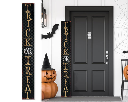 72in Trick or Treat Halloween Welcome Porch Sign Standing Front Door Decor Halloween Decoration Rustic Modern Farmhouse Entryway Board