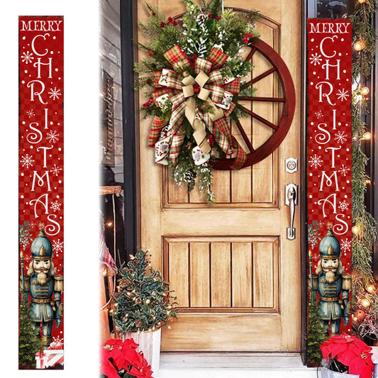 72in Merry Christmas Sign for Front Porch - Vintage Christmas Decoration, Rustic Modern Farmhouse Entryway Nutcracker Decor for Front Door