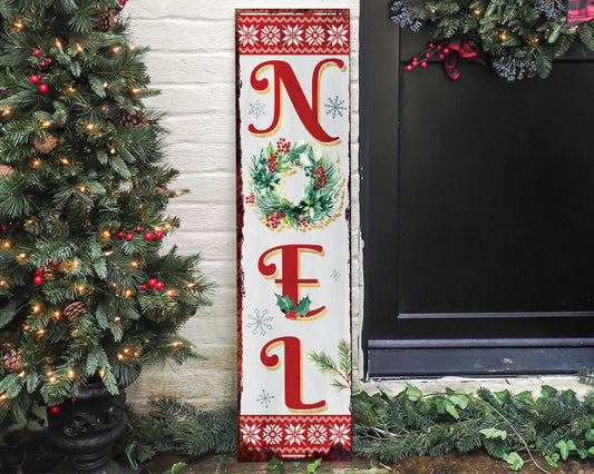 36in Noel Christmas Sign | Front Porch Vintage Christmas Decoration | Rustic Modern Farmhouse Entryway Christmas Porch Sign