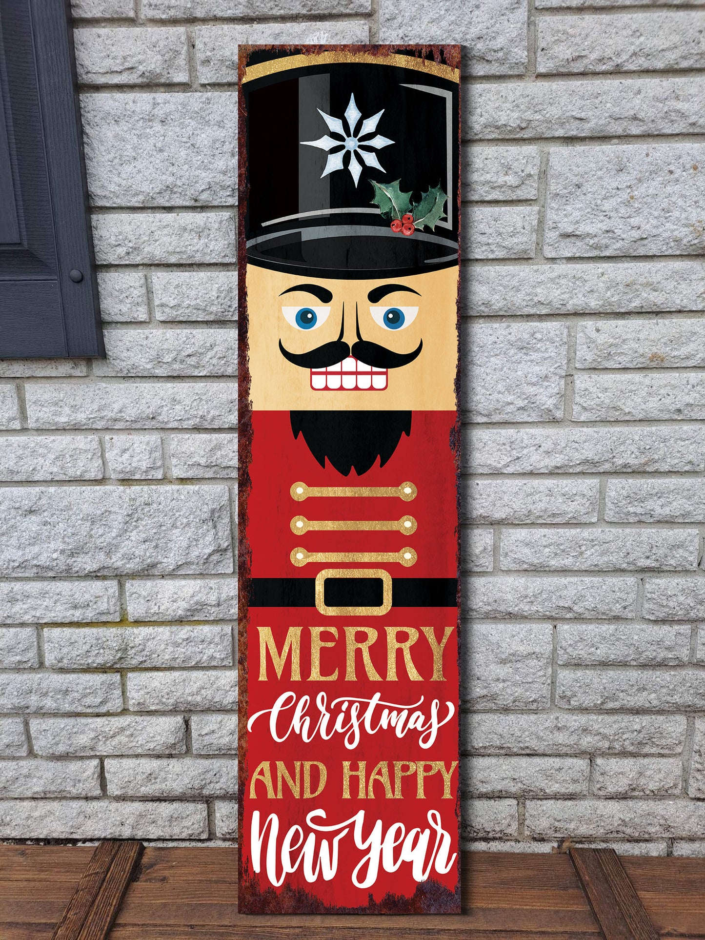 36in Nutcracker Christmas Porch Sign - Front Porch Christmas Welcome Sign, Rustic Modern Farmhouse Entryway Board