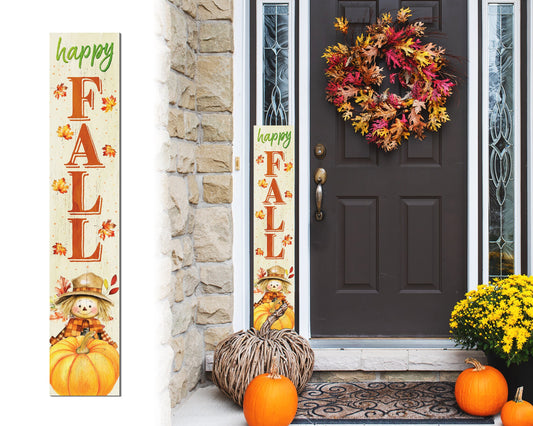 Welcome Autumn: 48in 'Happy Fall' Wooden Porch Sign with Unique Scarecrow Design - Perfect Seasonal Decor for Your Front Door or Porch!