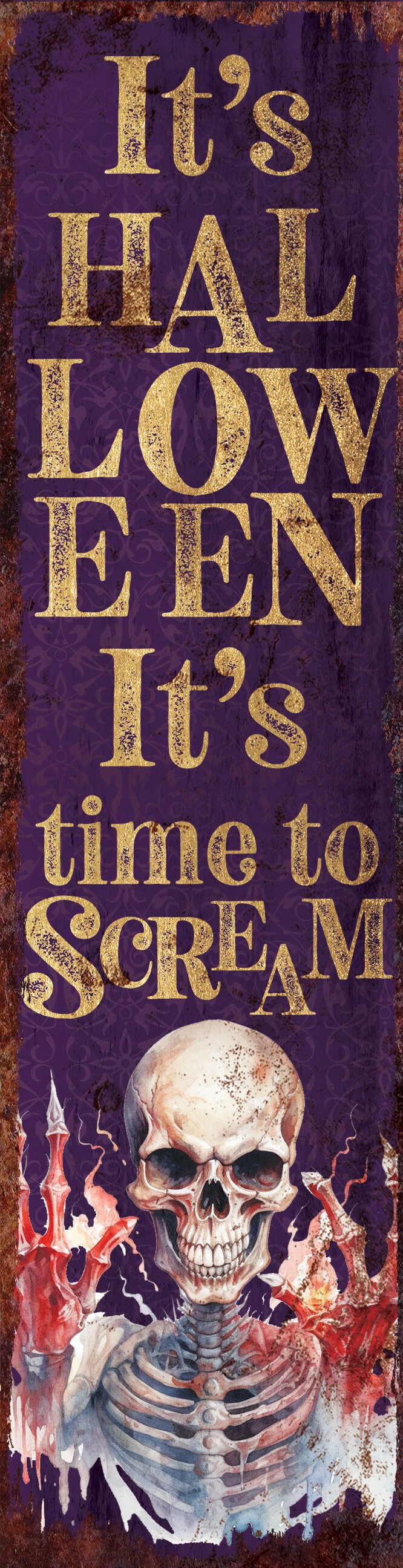 36in "It's Halloween, It's Time to Scream" Porch Sign - Front Porch Halloween Welcome Sign, Vintage Halloween Decoration