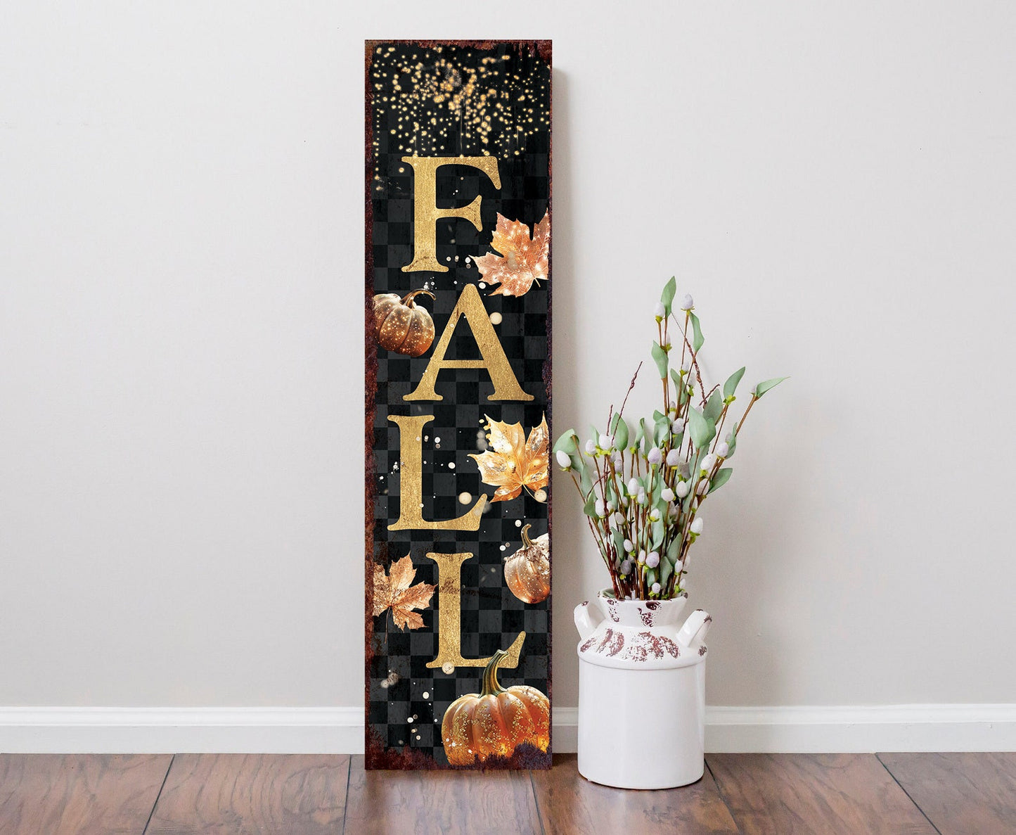 36-inch Fall Porch Sign - Front Porch Fall Welcome Sign with Vintage Autumn Decoration, Rustic Modern Farmhouse Entryway Porch Decor