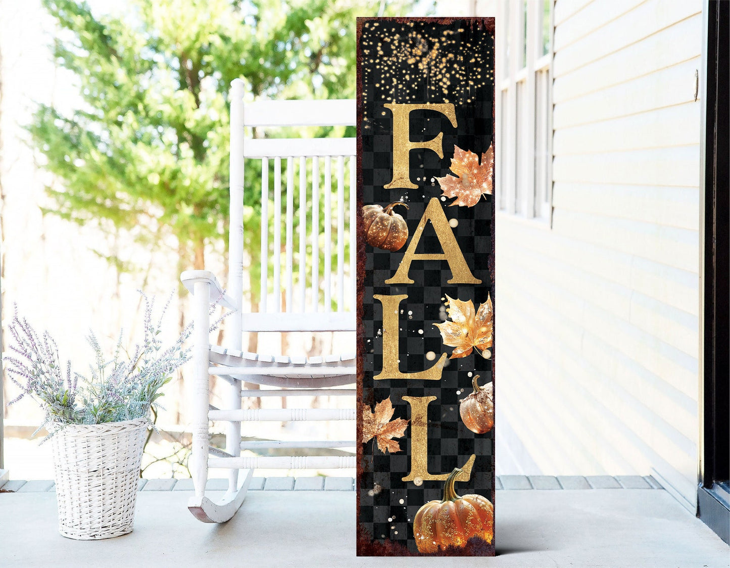 36-inch Fall Porch Sign - Front Porch Fall Welcome Sign with Vintage Autumn Decoration, Rustic Modern Farmhouse Entryway Porch Decor