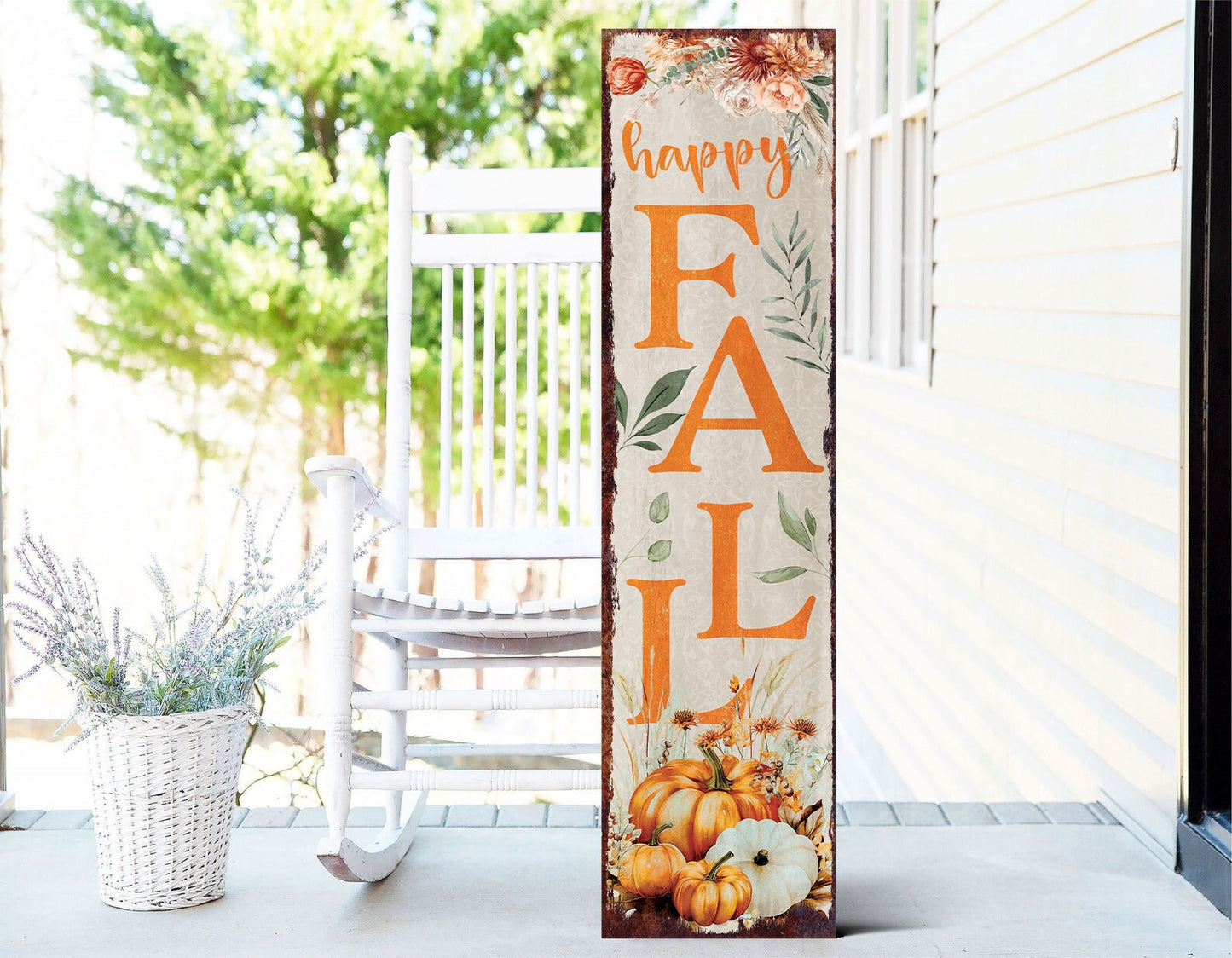 36in Fall Porch Sign, Front Porch Fall Welcome Sign with Vintage Autumn Decoration, Rustic Modern Farmhouse Entryway Porch Decor
