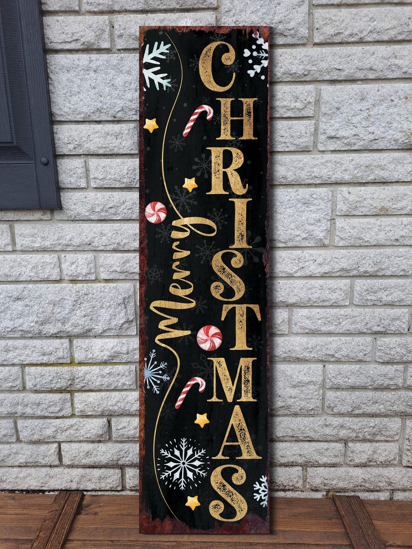 36in Merry Christmas Porch Sign - Front Porch Christmas Welcome Sign, Rustic Modern Farmhouse Entryway Board