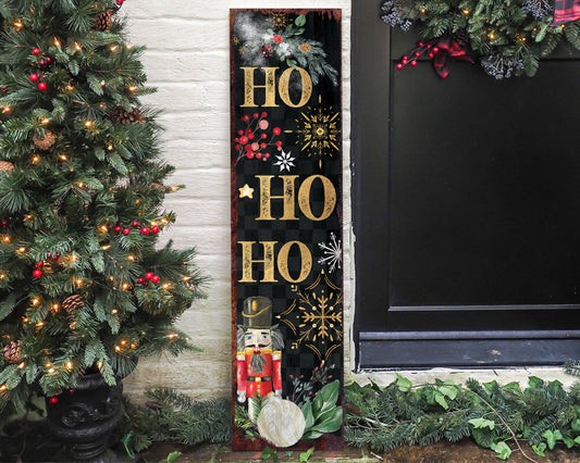 36in Ho Ho Ho Christmas Porch Sign - Front Porch Christmas Sign, Rustic Modern Farmhouse Entryway Board