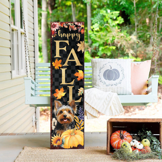 36in Hello Fall Custom Pet Porch Sign - Front Porch Fall Welcome Sign with Vintage Autumn Decoration, Modern Farmhouse Entryway Porch Decor