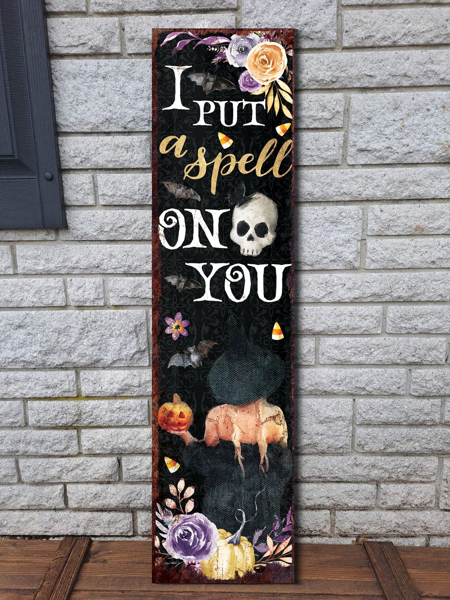36in I Put a Spell on You Halloween Porch Sign - Front Porch Halloween Welcome Sign, Rustic Modern Farmhouse Entryway Board