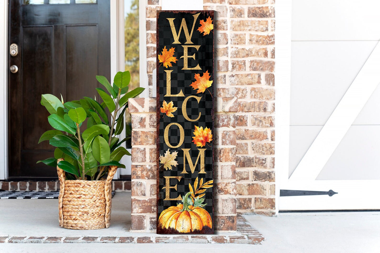 36in Welcome Fall Porch Sign | Vintage Autumn Decoration | Rustic Modern Farmhouse Entryway Porch Decor