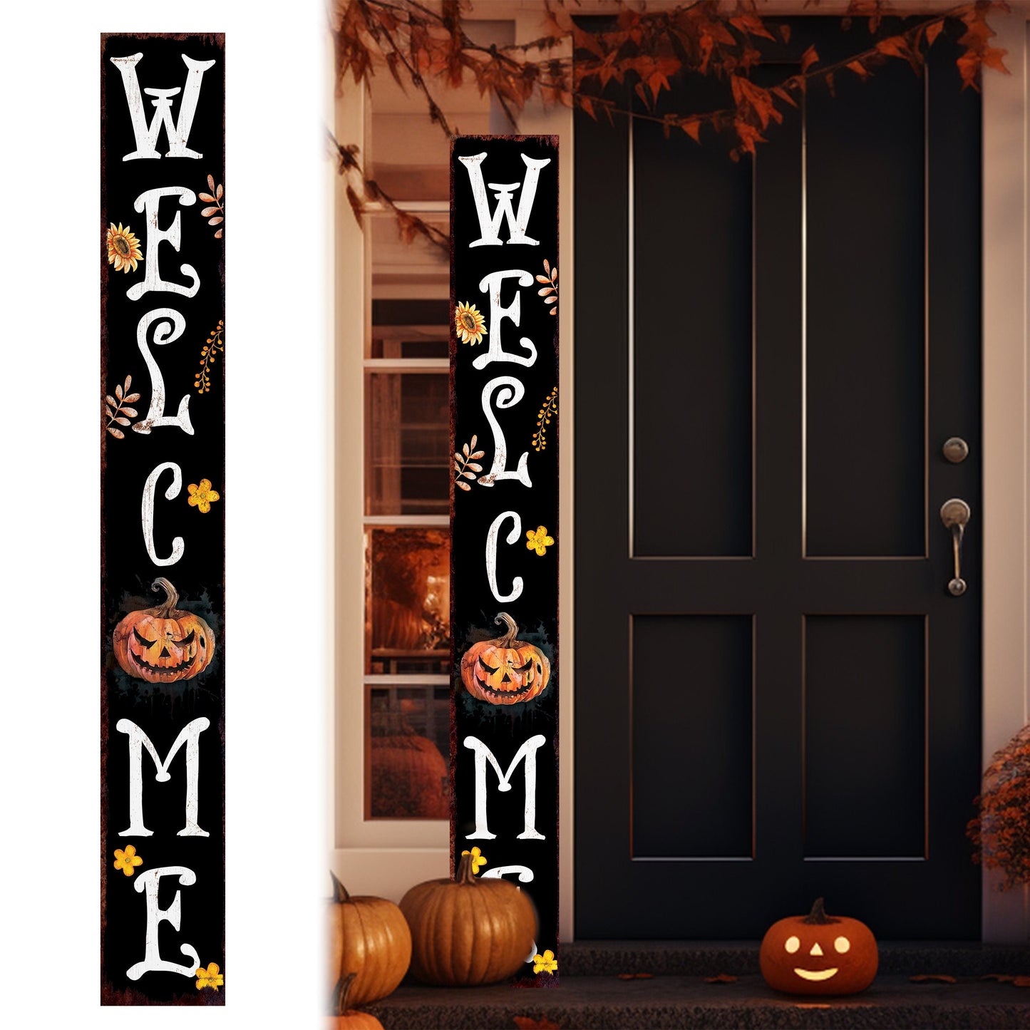 72in Jack-o-Lantern Halloween Porch Sign | Front Porch Welcome Sign | Halloween Decoration | Farmhouse Entryway Porch Decor