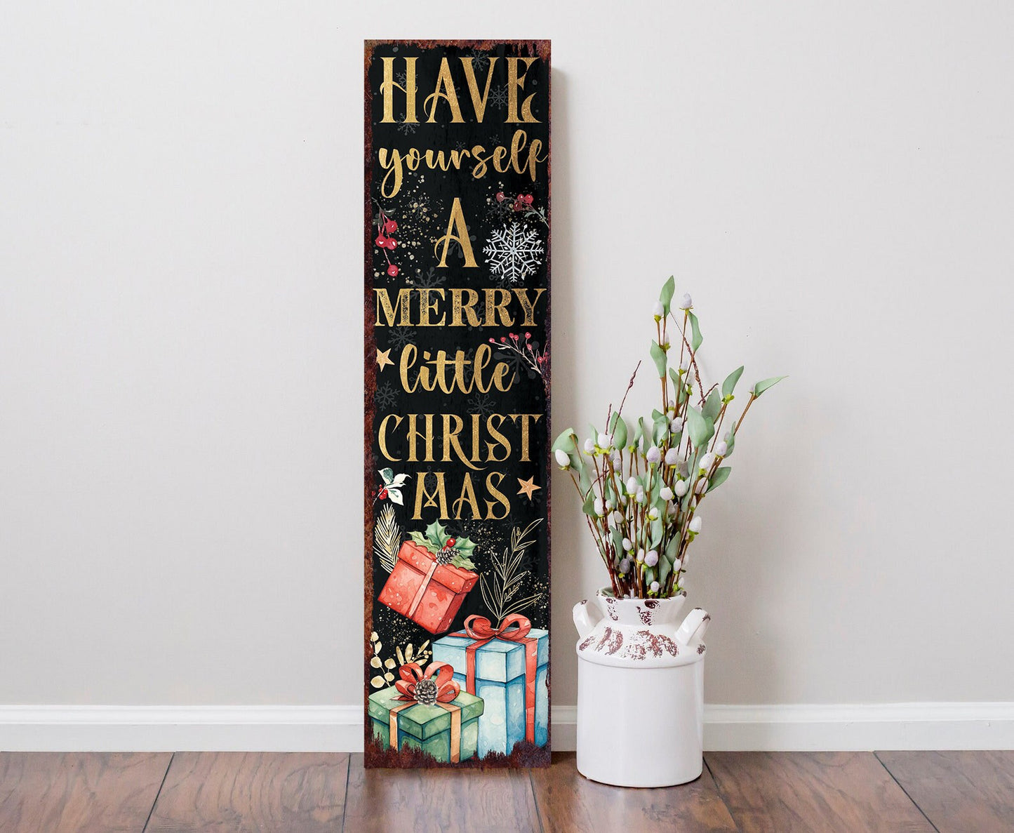 36in "Have Yourself a Merry Little Christmas" Porch Sign - Front Porch Christmas Decor Welcome Sign, Rustic Modern Farmhouse Entryway Board