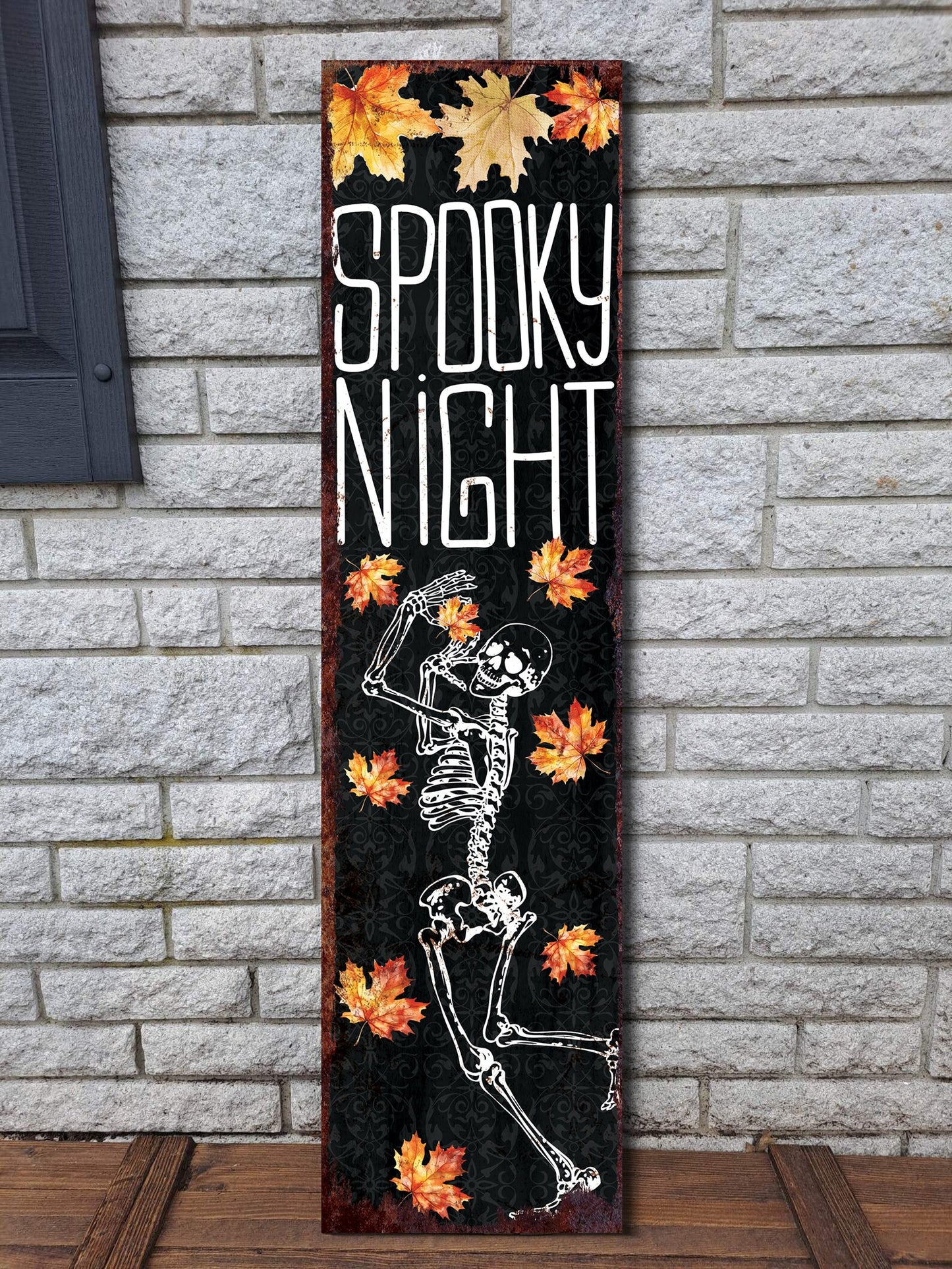 36in Spooky Night Halloween Porch Sign - Front Porch Halloween Welcome Sign, Rustic Modern Farmhouse Entryway Board