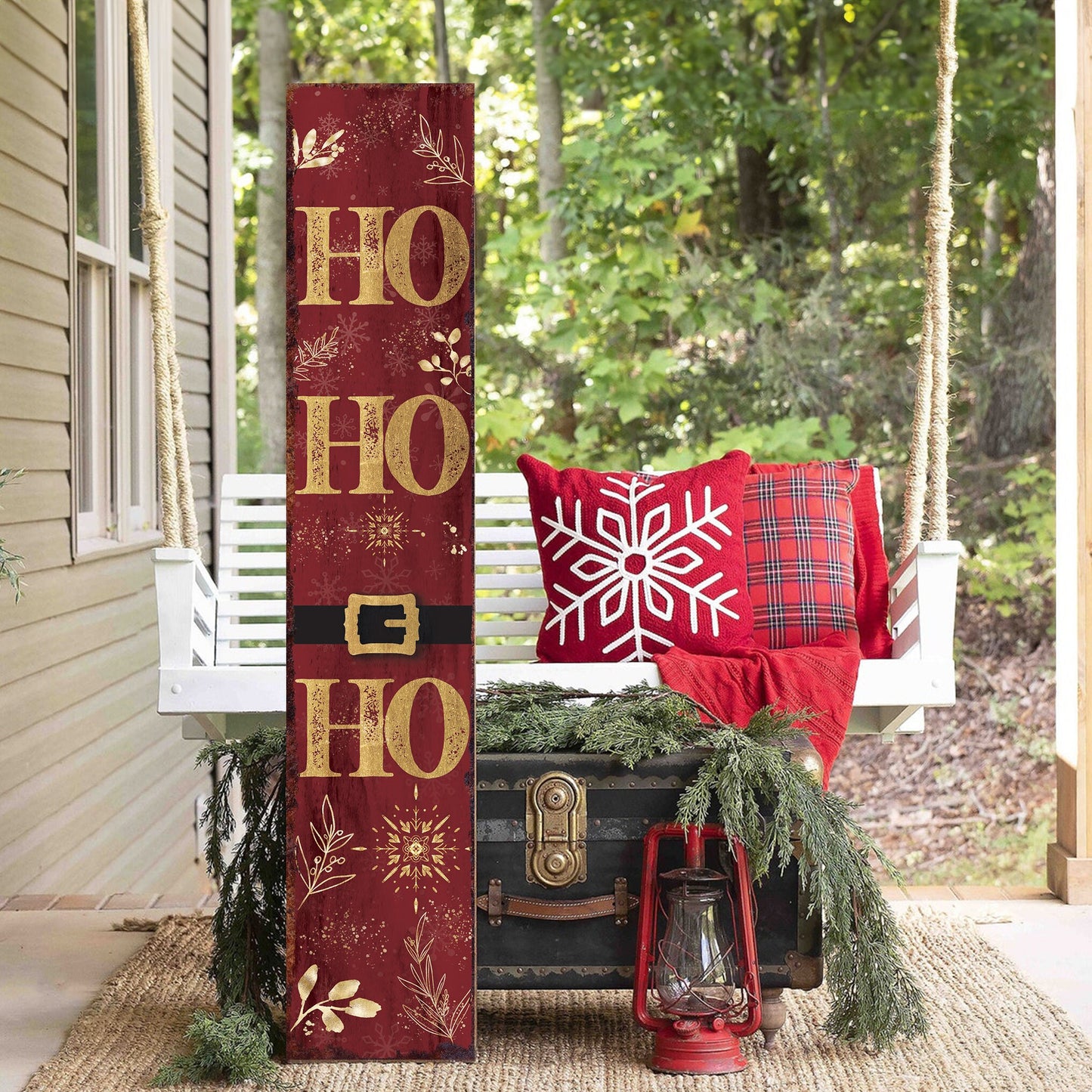 48in "Ho Ho Ho" Christmas Porch Sign - Front Porch Christmas Decor Welcome Sign, Rustic Modern Farmhouse Entryway Board