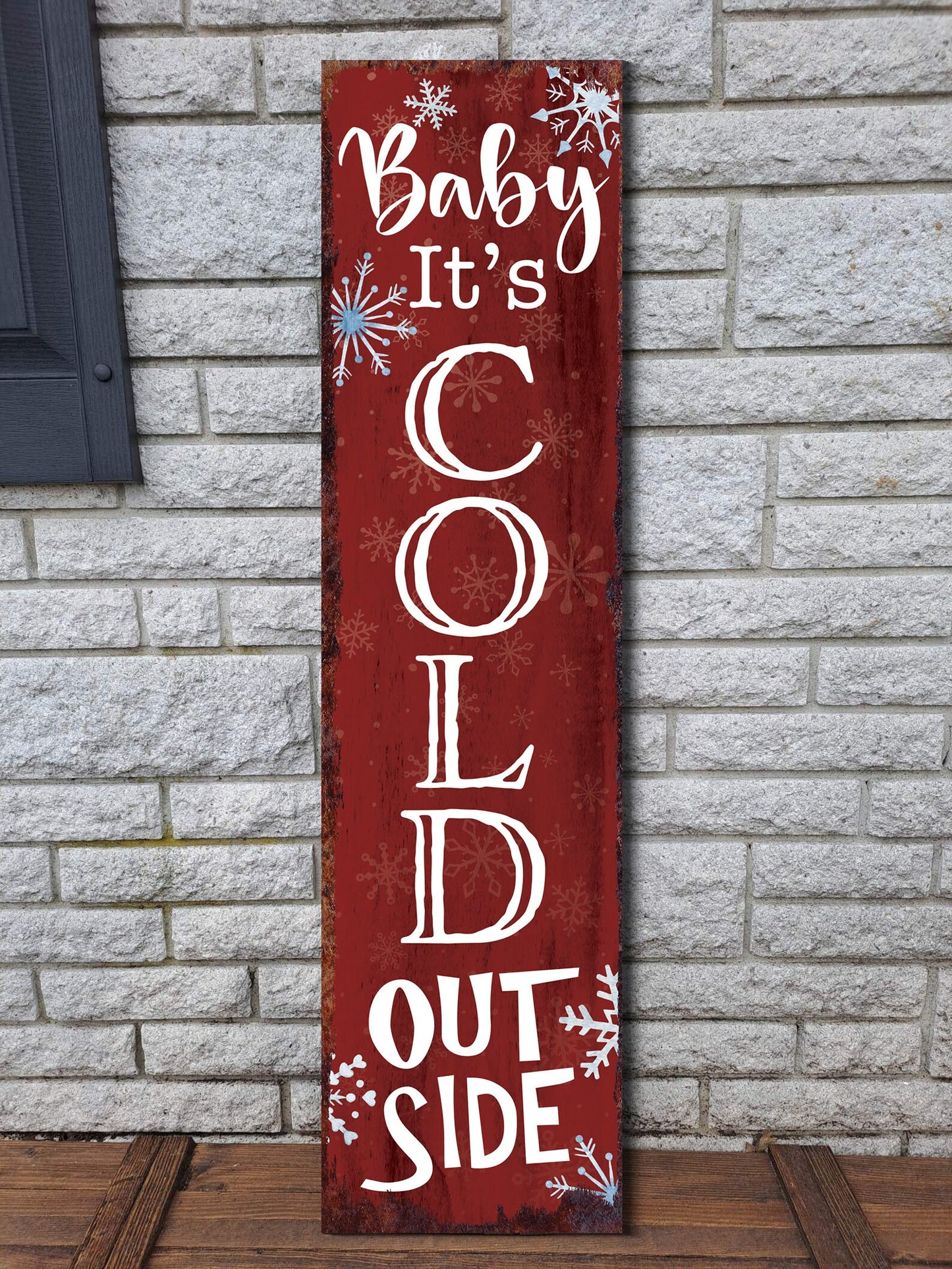 36in "Baby It's Cold Outside" Christmas Porch Sign | Front Porch Welcome Display | Rustic Modern Farmhouse Decor | Festive Entryway Board