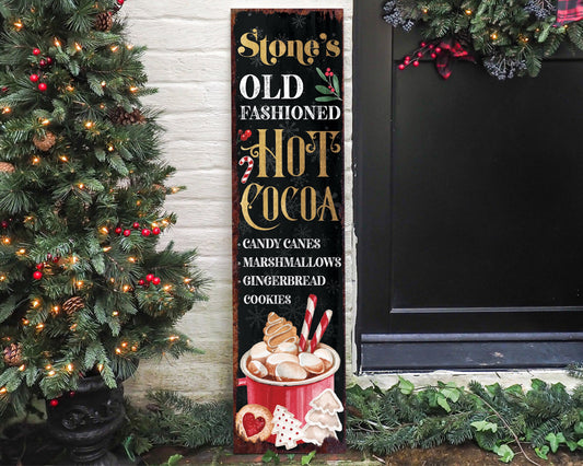 36in Hot Cocoa Bar Sign Personalized Christmas Sign Vintage Inspired Winter Porch Dcor Modern Farmhouse Holiday Front Door Decoration