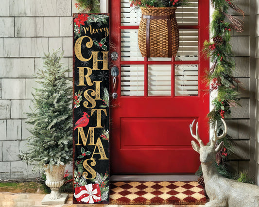 48in Christmas Porch Sign - Front Porch Christmas Welcome Sign with Vintage Christmas Decoration, Modern Farmhouse Entryway Porch Decor