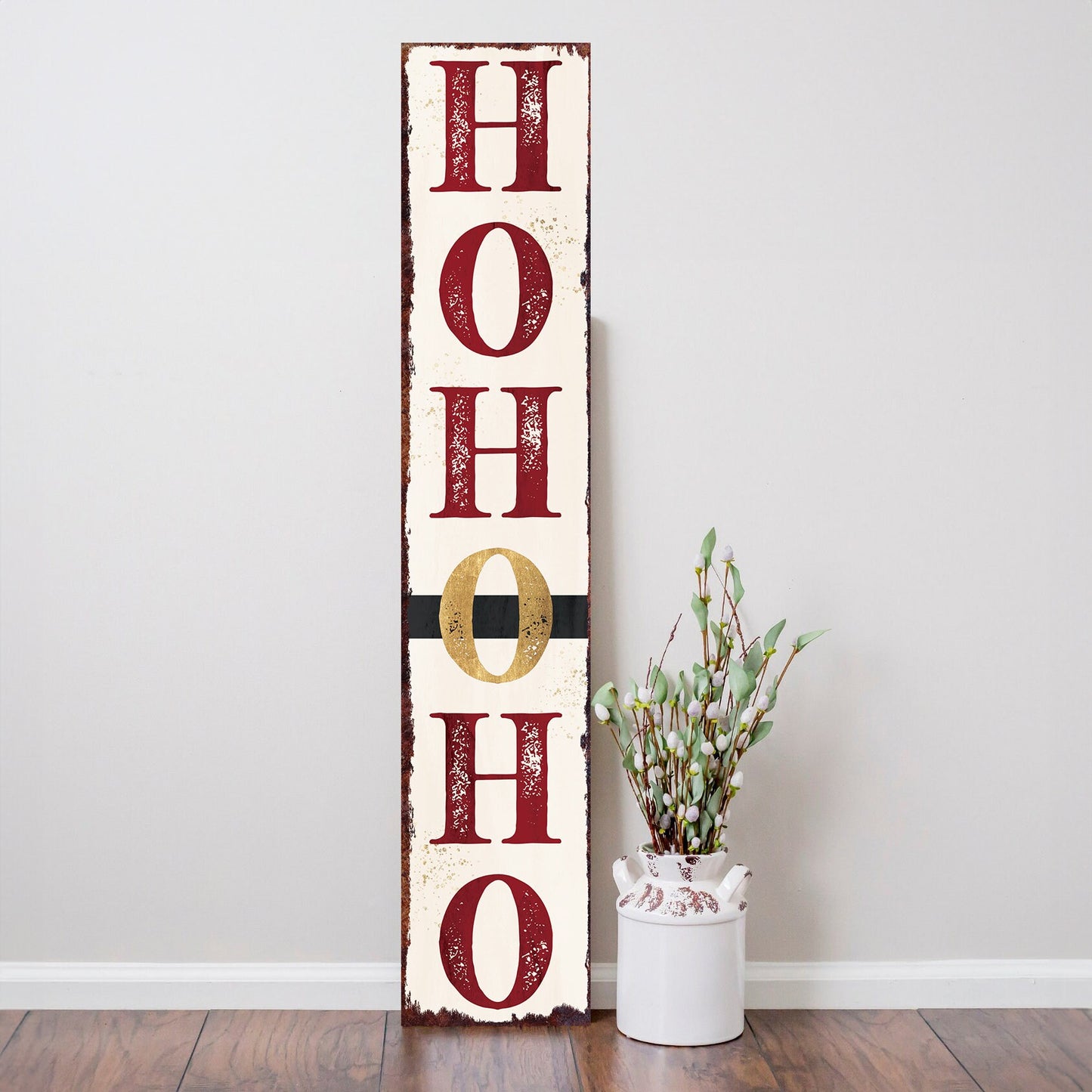 48in "Ho Ho Ho" Christmas Porch Sign | Front Porch Welcome Decor | Rustic Modern Farmhouse Entryway Board