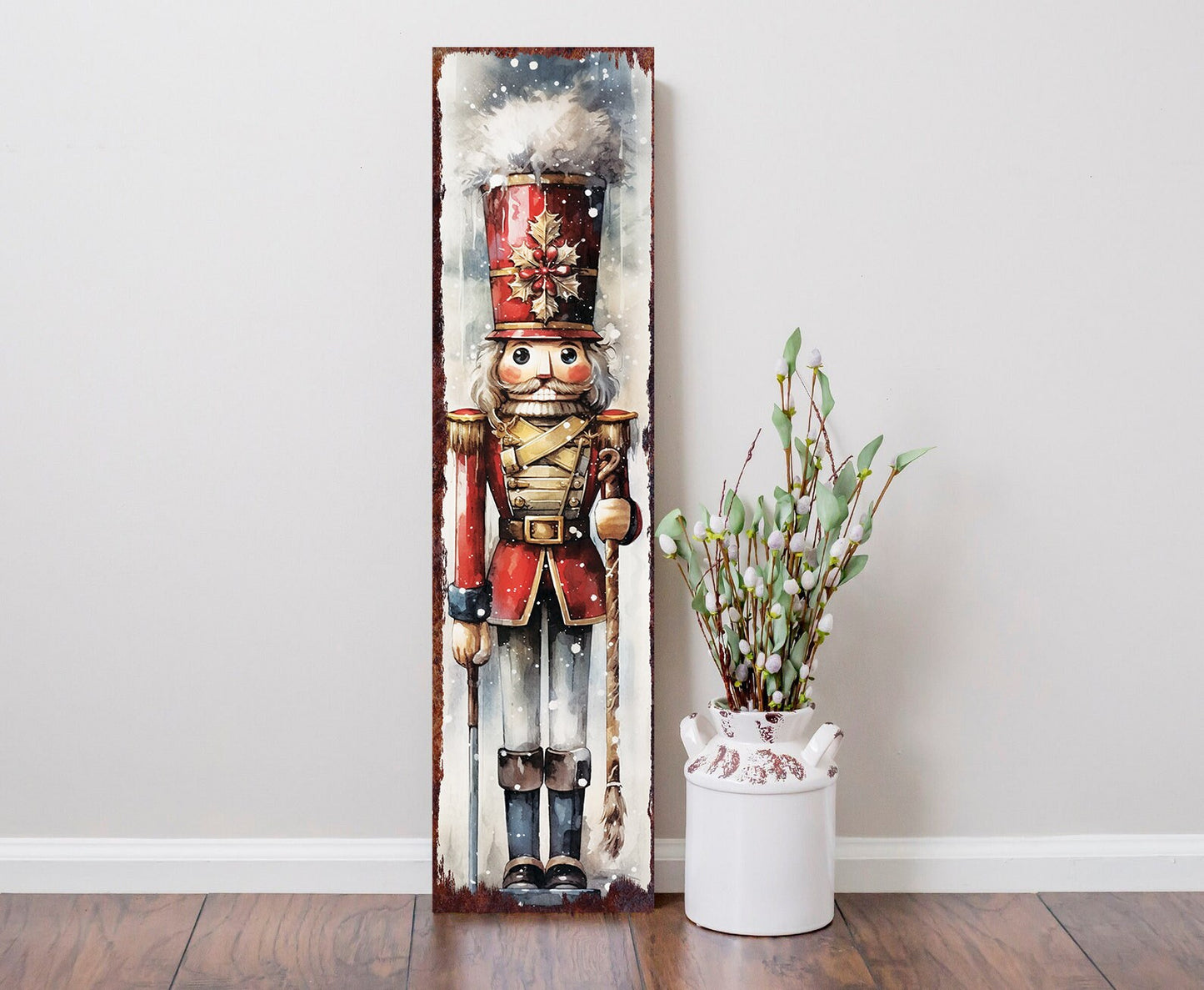 36in Nutcracker Merry Christmas Porch Sign | Front Porch Welcome Display | Modern Farmhouse Wall Decor | Vintage Outdoor Christmas Decoration