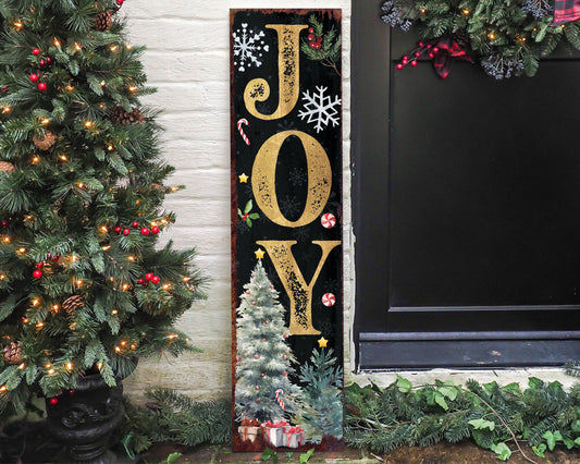 36in Joy to the World Christmas Porch Sign - Front Porch Christmas Decor Welcome Sign, Rustic Modern Farmhouse Entryway Board