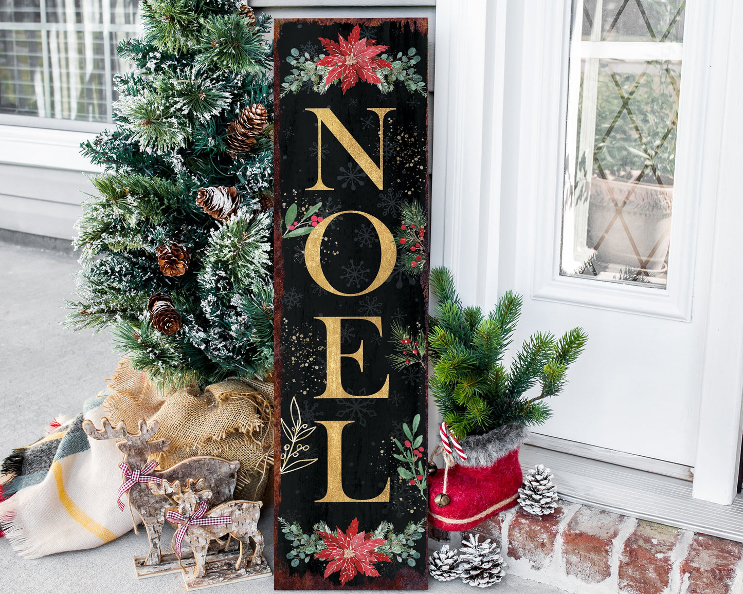 36in Noel Christmas Sign for Front Porch - Christmas Decoration, Rustic Modern Farmhouse Entryway Christmas Porch Sign