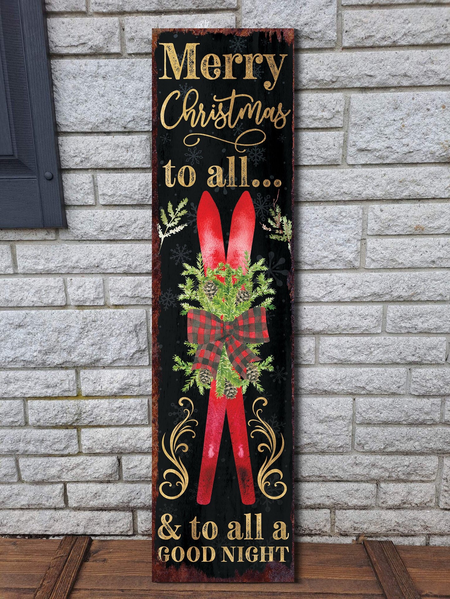 36in 'Merry Christmas To All' Porch Sign - Front Porch Welcome Sign, Modern Farmhouse Home Decor, Holiday Christmas Decor for Outdoor