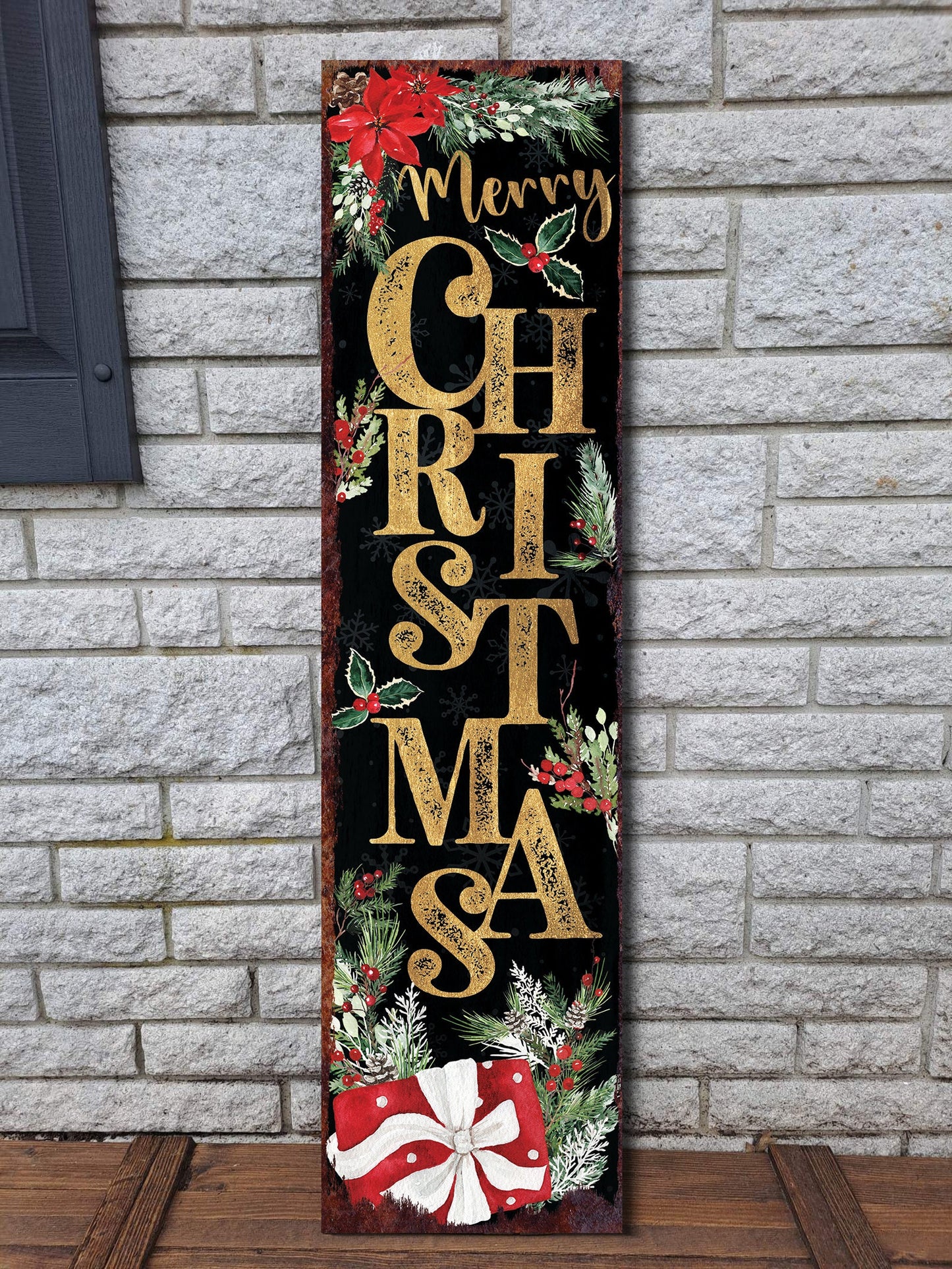 36" Christmas Porch Sign - Front Porch Christmas Welcome Sign with Vintage Christmas Decoration Rustic Modern Farmhouse Entryway Porch Decor