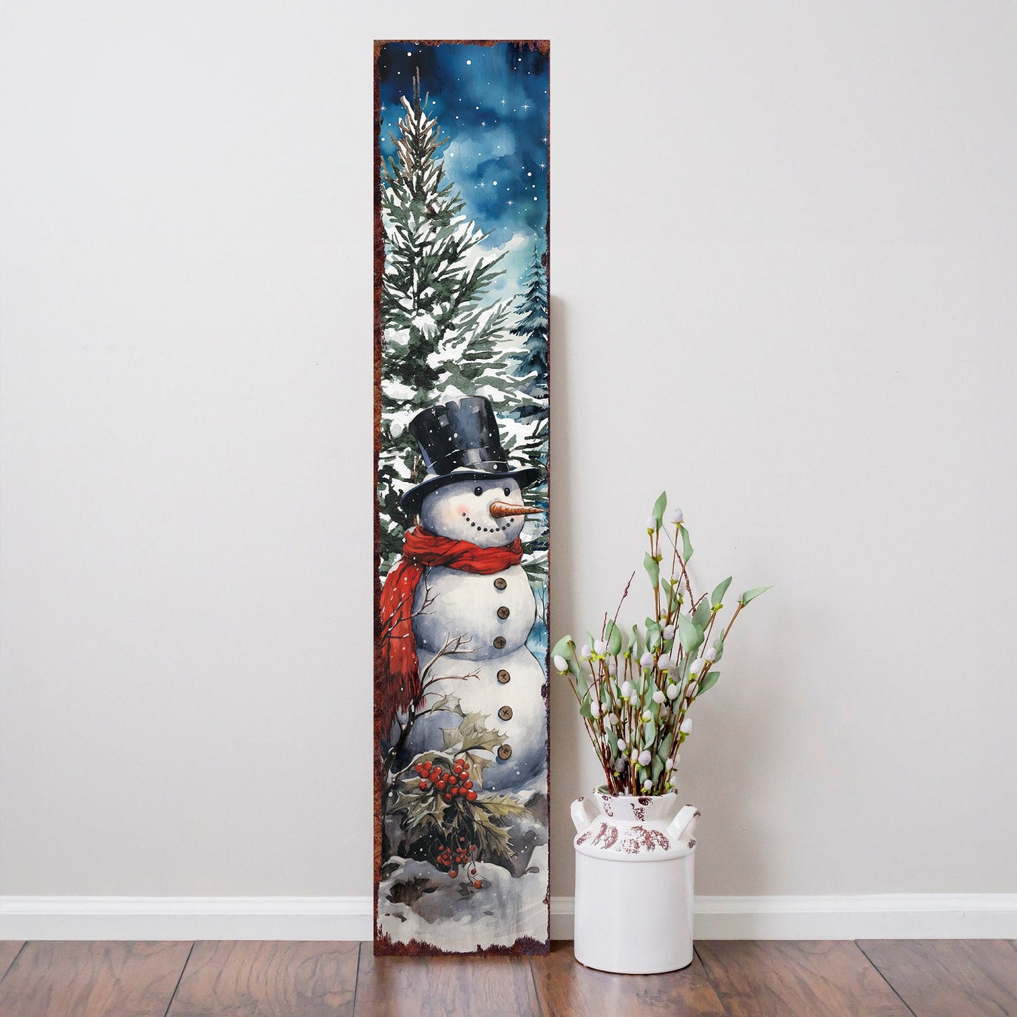 48in Vintage Snowman Christmas Porch Sign - Front Porch Christmas Welcome Sign,Vintage Christmas Decoration, Modern Farmhouse Entryway Board