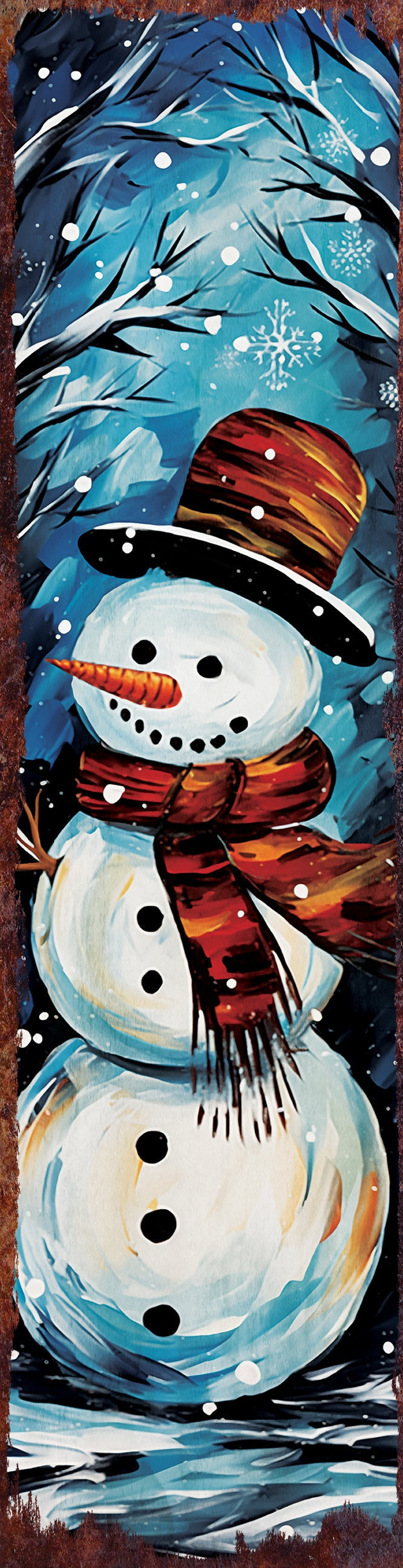 36in Snowman Merry Christmas Porch Sign - Oil Paint Style Art Sign, Modern Farmhouse Wall Decor, Vintage Christmas Decor for Outdoor